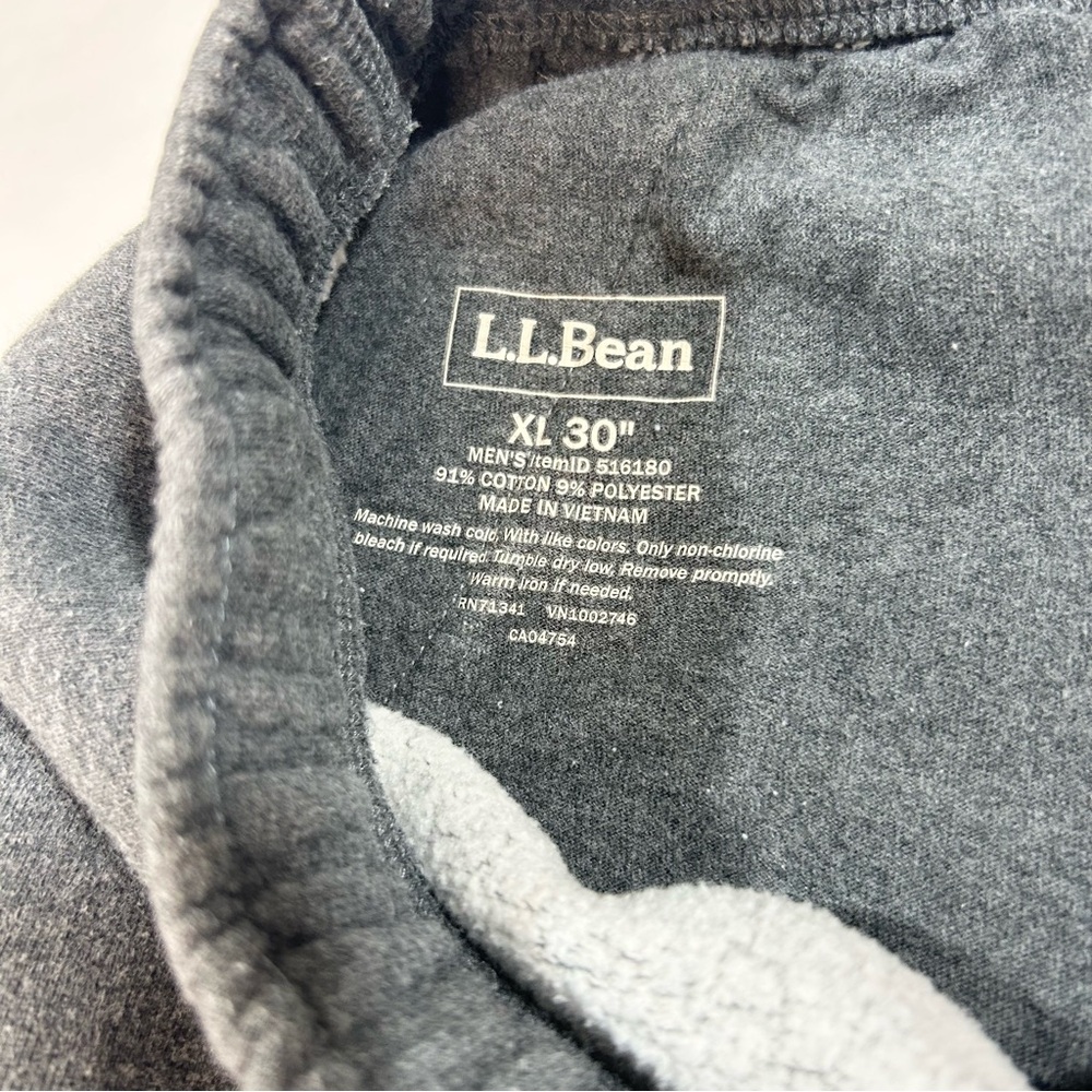 LL Bean Mens XL Sweatpants Fleece Joggers Zip Button Drawstring 30” Inseam Gray - Picture 5 of 8